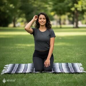 Mexican Falsa Sarape Blanket – Durable Acrylic Throw for Yoga & Beach